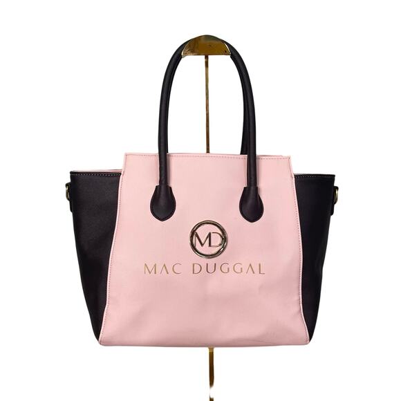 MAC DUGGAL Satchel Shoulder Handbag Womens Synthetic Convertible PVC Pink Black